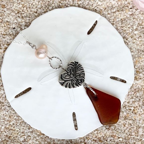 MAUI Beach Glass & Heart Necklace - Picture 4 of 5